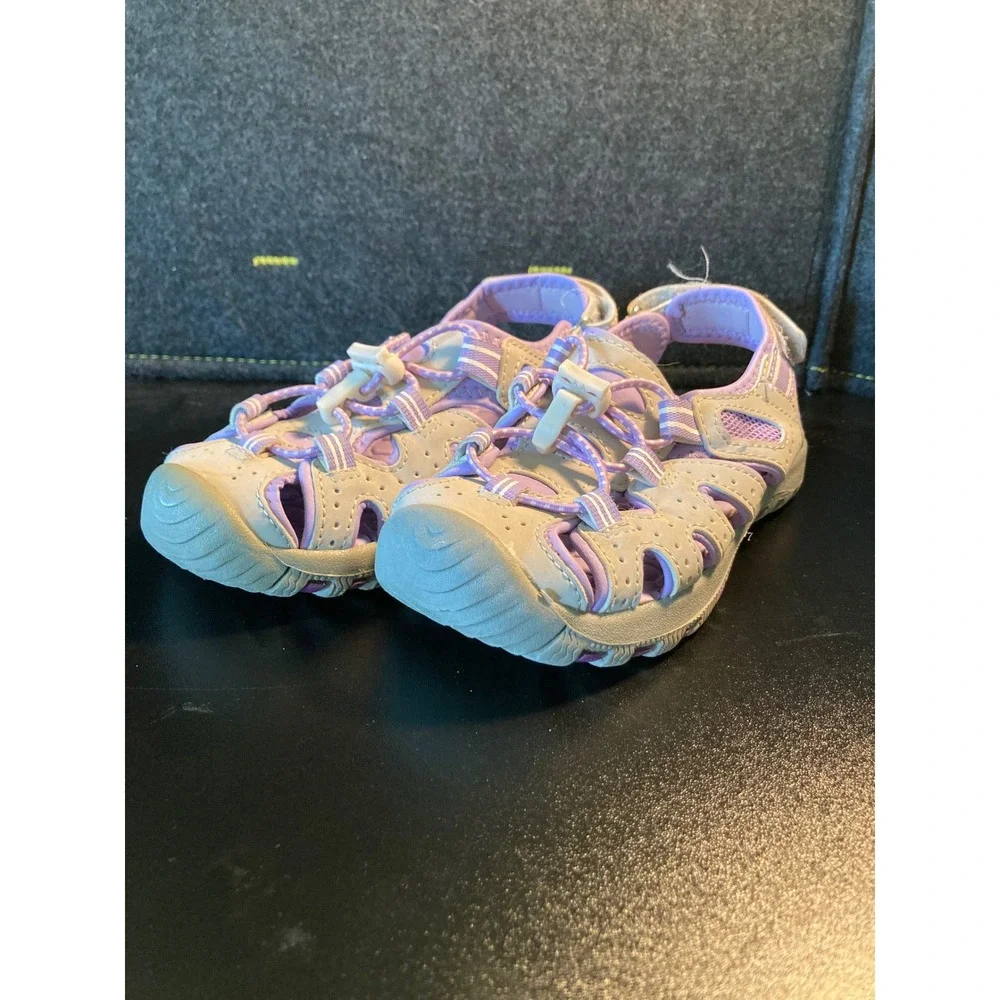 Khombu Dana Kids Grey Purple Closed Toe Sport Water Sandals Size 12 1182623